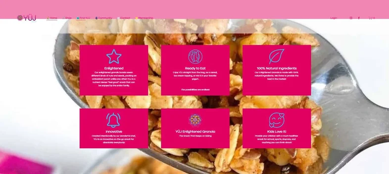 YUJ Granola website, screenshot 3