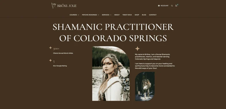 Briona Jolie website, screenshot 1