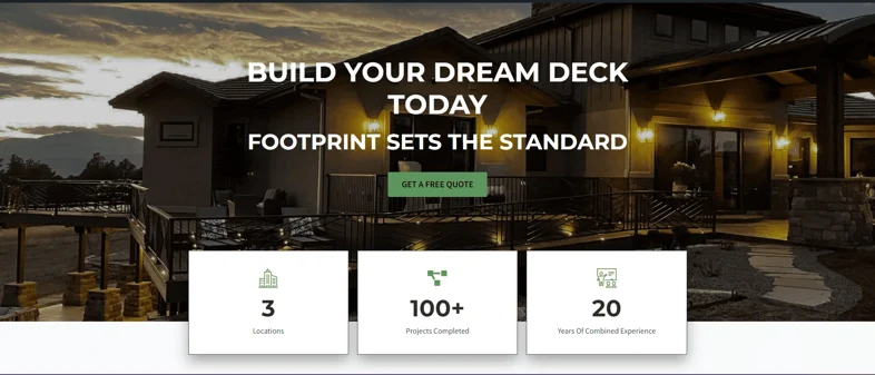 Footprint Decks & Design website, screenshot 1