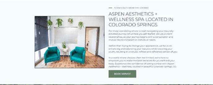 Aspen Aesthetics + Wellness website, screenshot 3