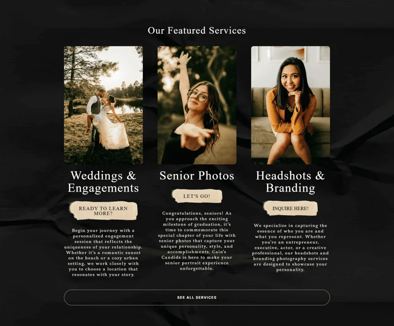 Cain's Candids website, screenshot 2