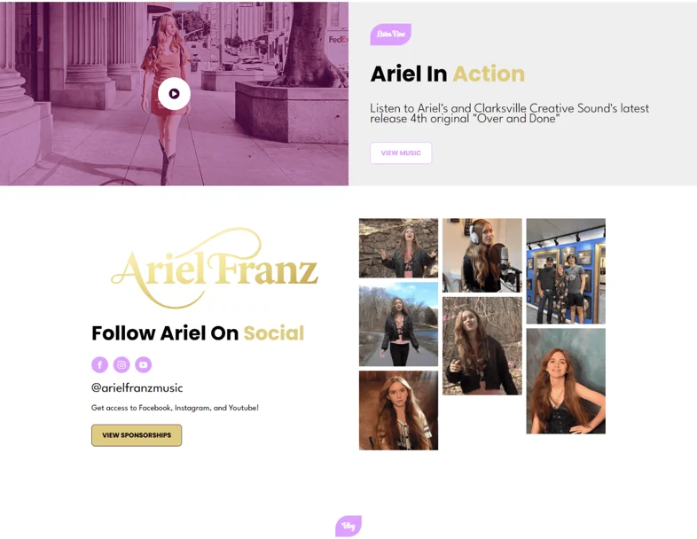 Ariel Franz website, screenshot 3