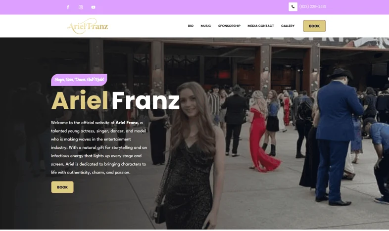 Ariel Franz website, screenshot 1