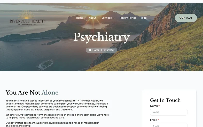 Rivendell Health psychiatry page