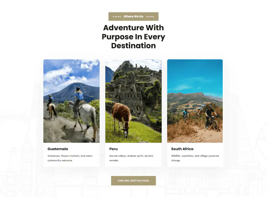 epic adventures global screenshots of site design