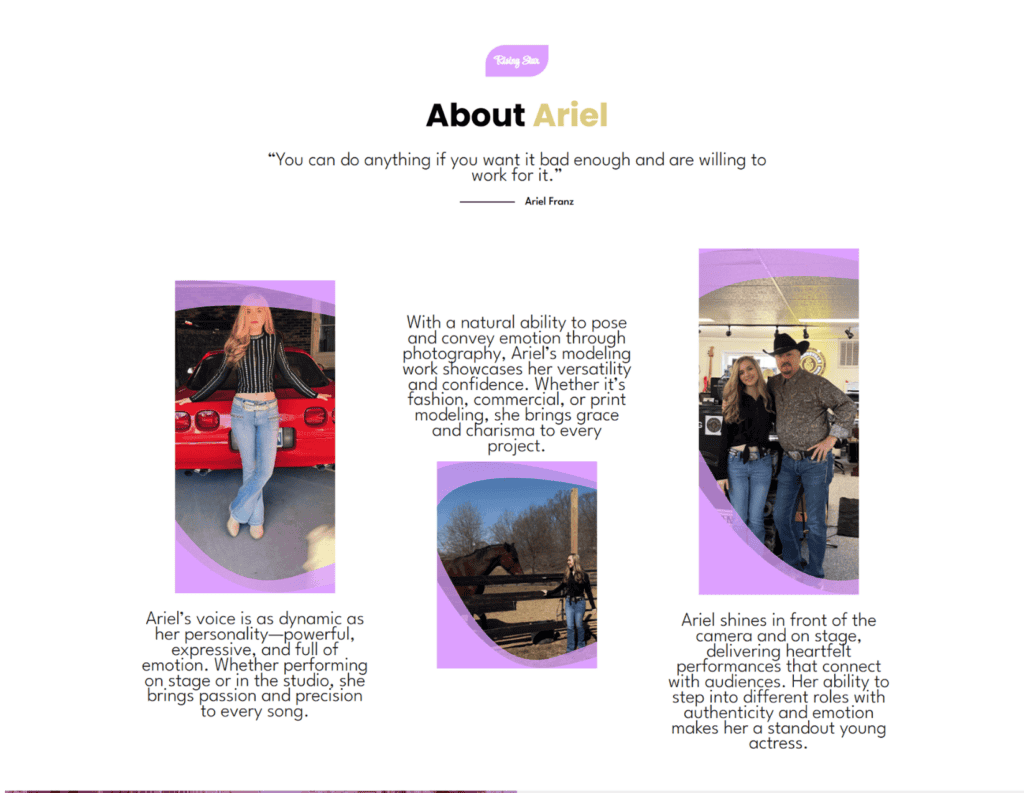 Ariel franz site screencapture